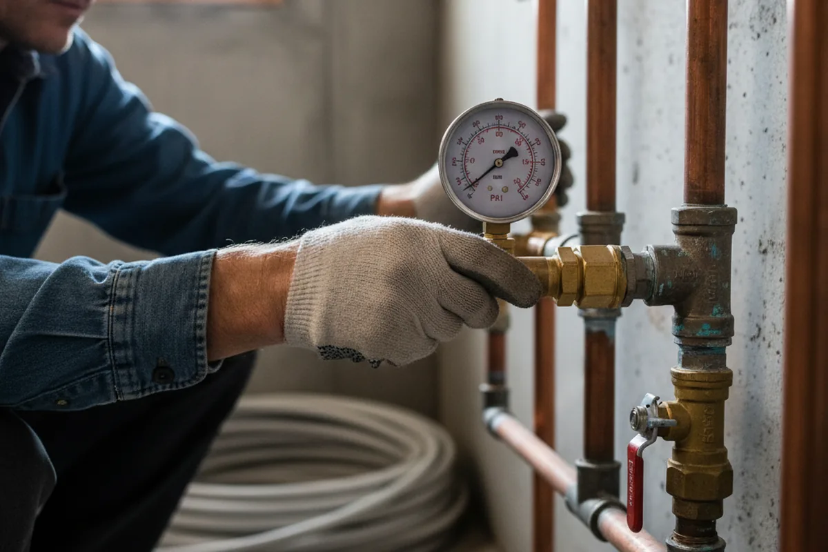 Pressure testing a repaired line during Water Line Repair in Carlinville